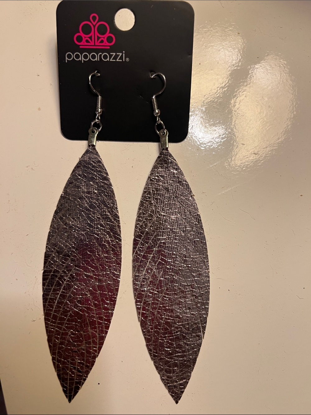 paparazzi Metallic Plum Leaf Drop Earrings